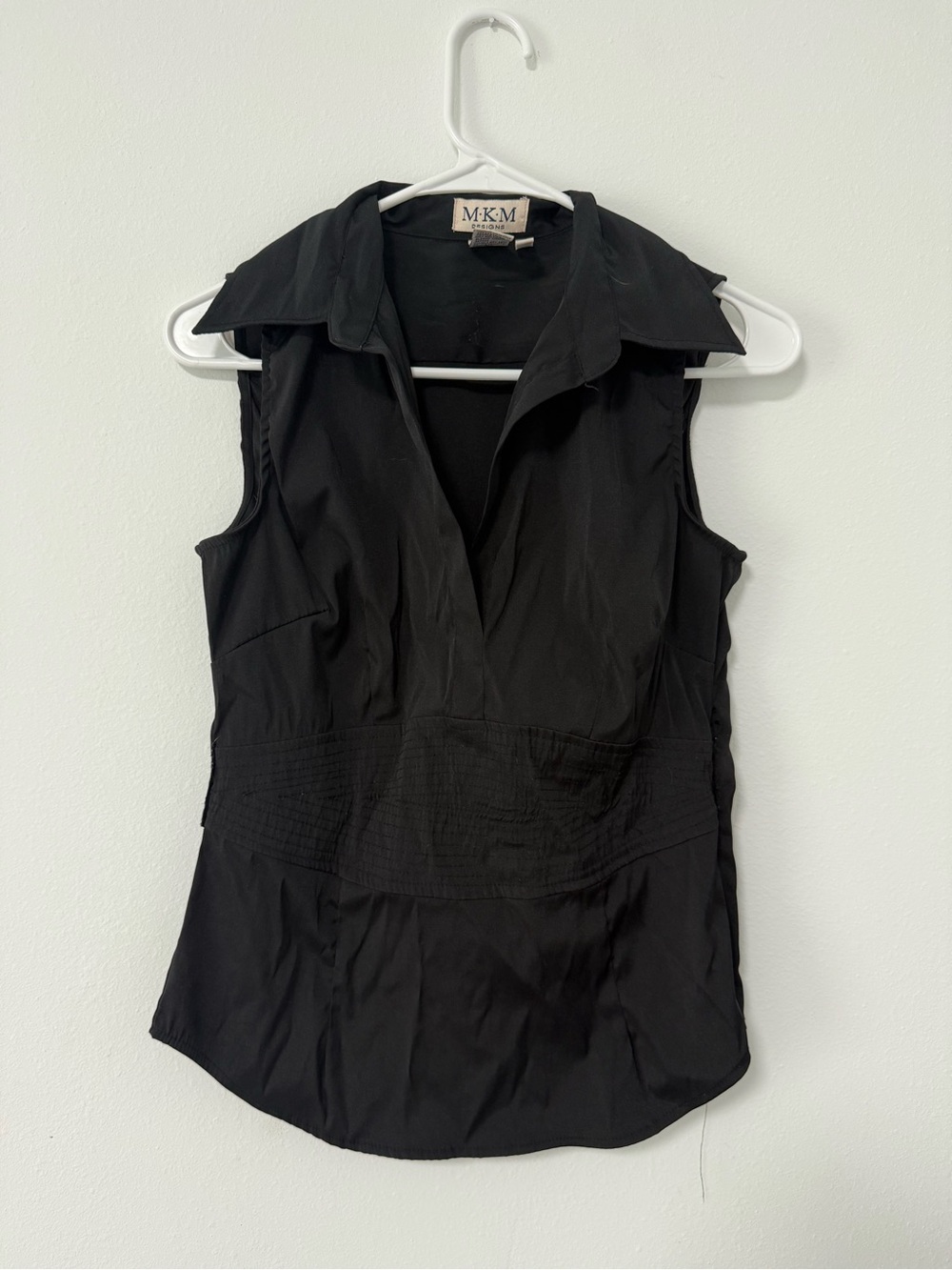 MKM Designs Black Sleeveless Collared Blouse Top